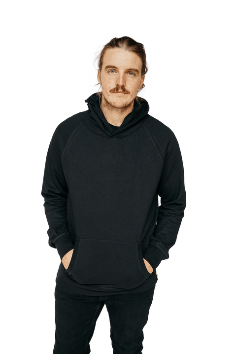 XWASTED Mens's black 100% organic recycled hoodie