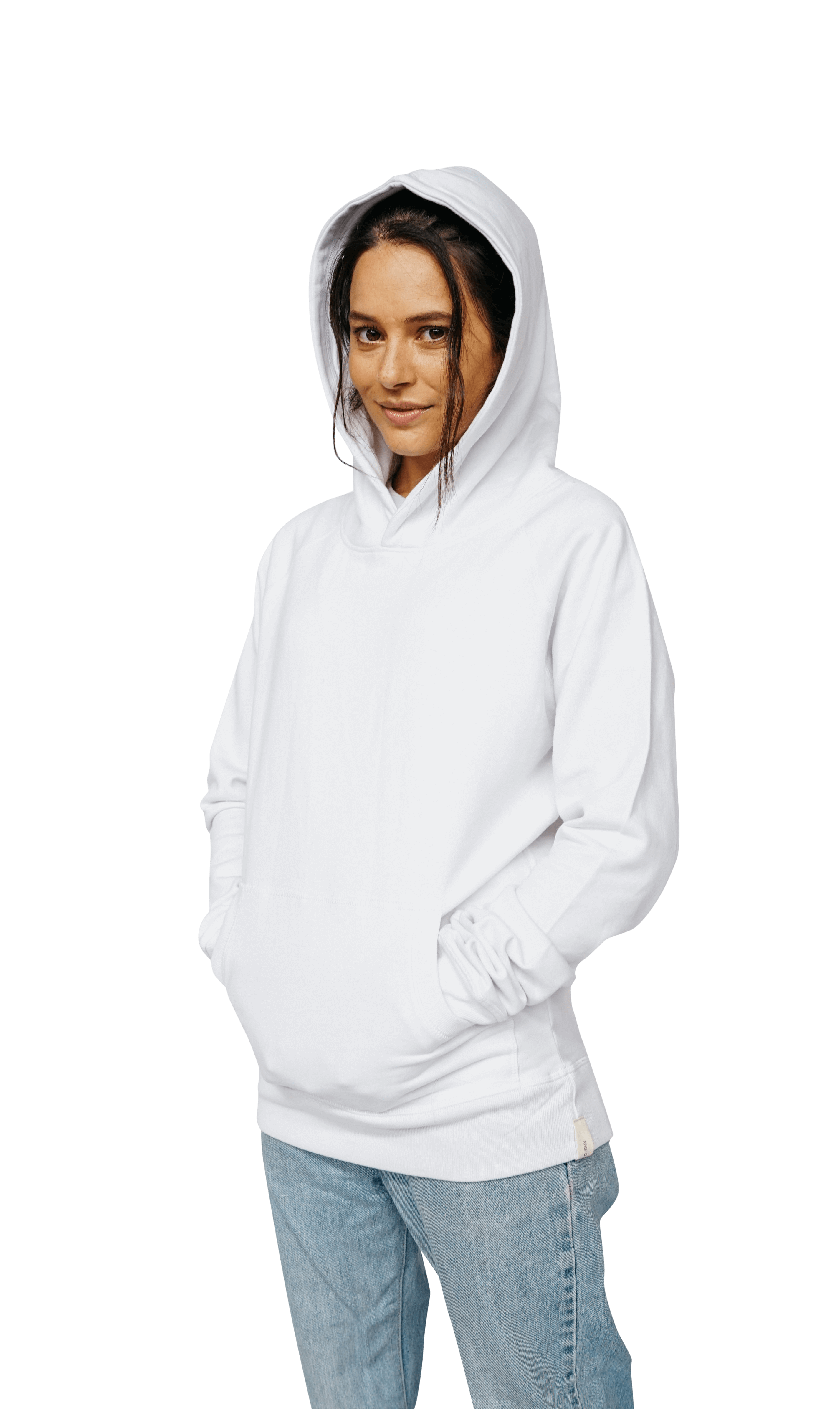 Women's white organic recycled hoody