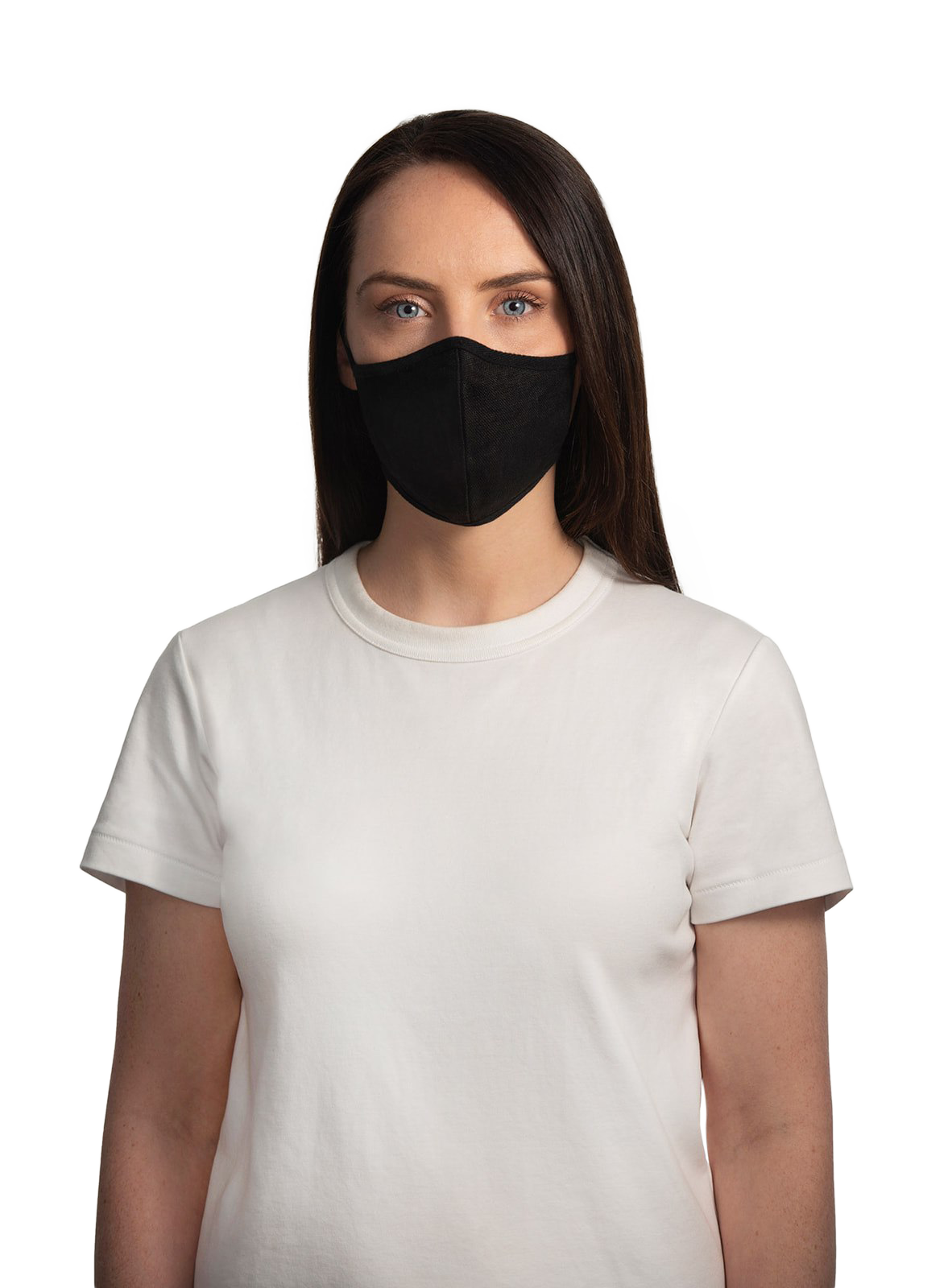XWASTED female wearing black recycled facemask