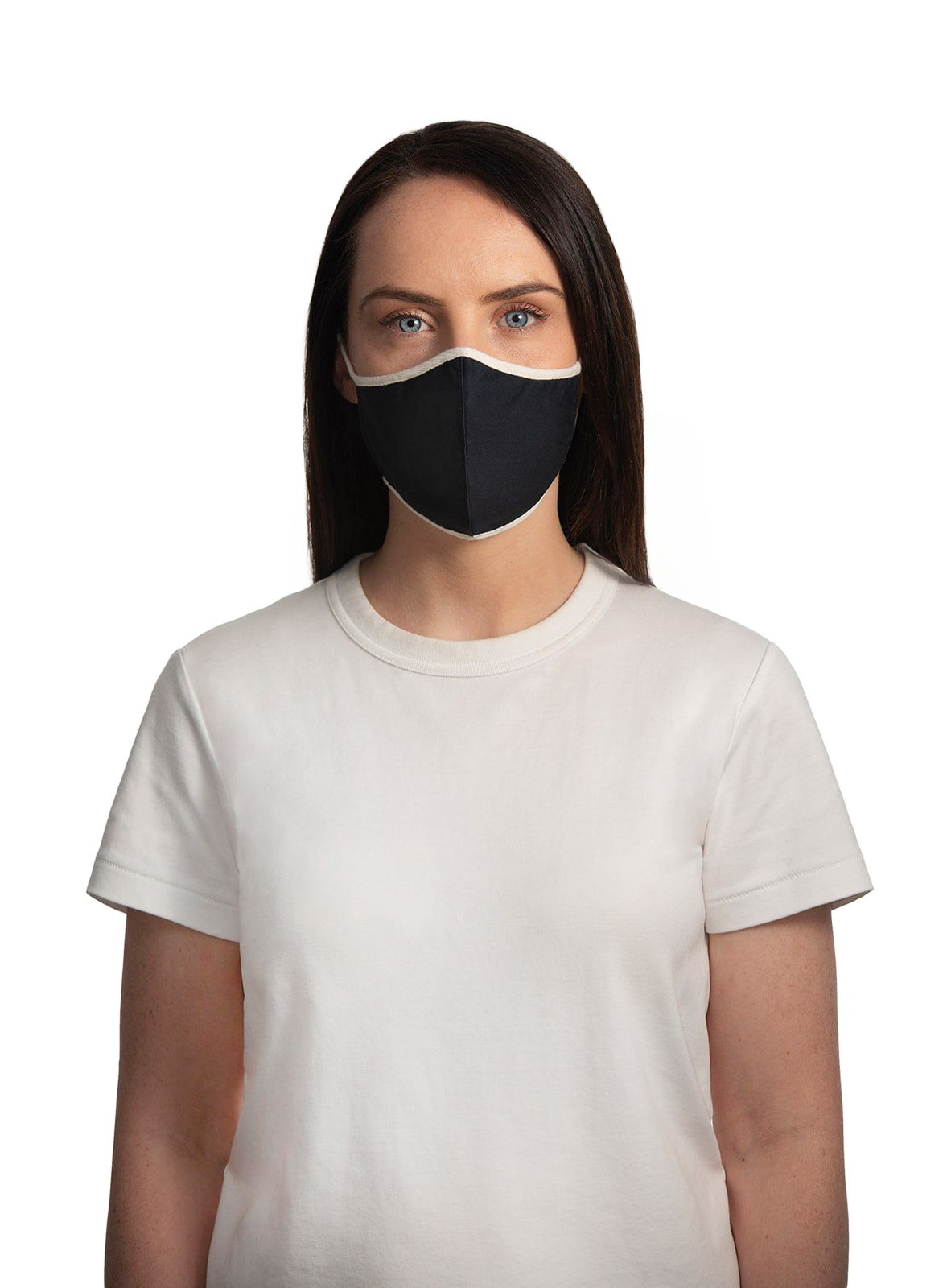 XWASTED female wearing pure navy (white string) facemask