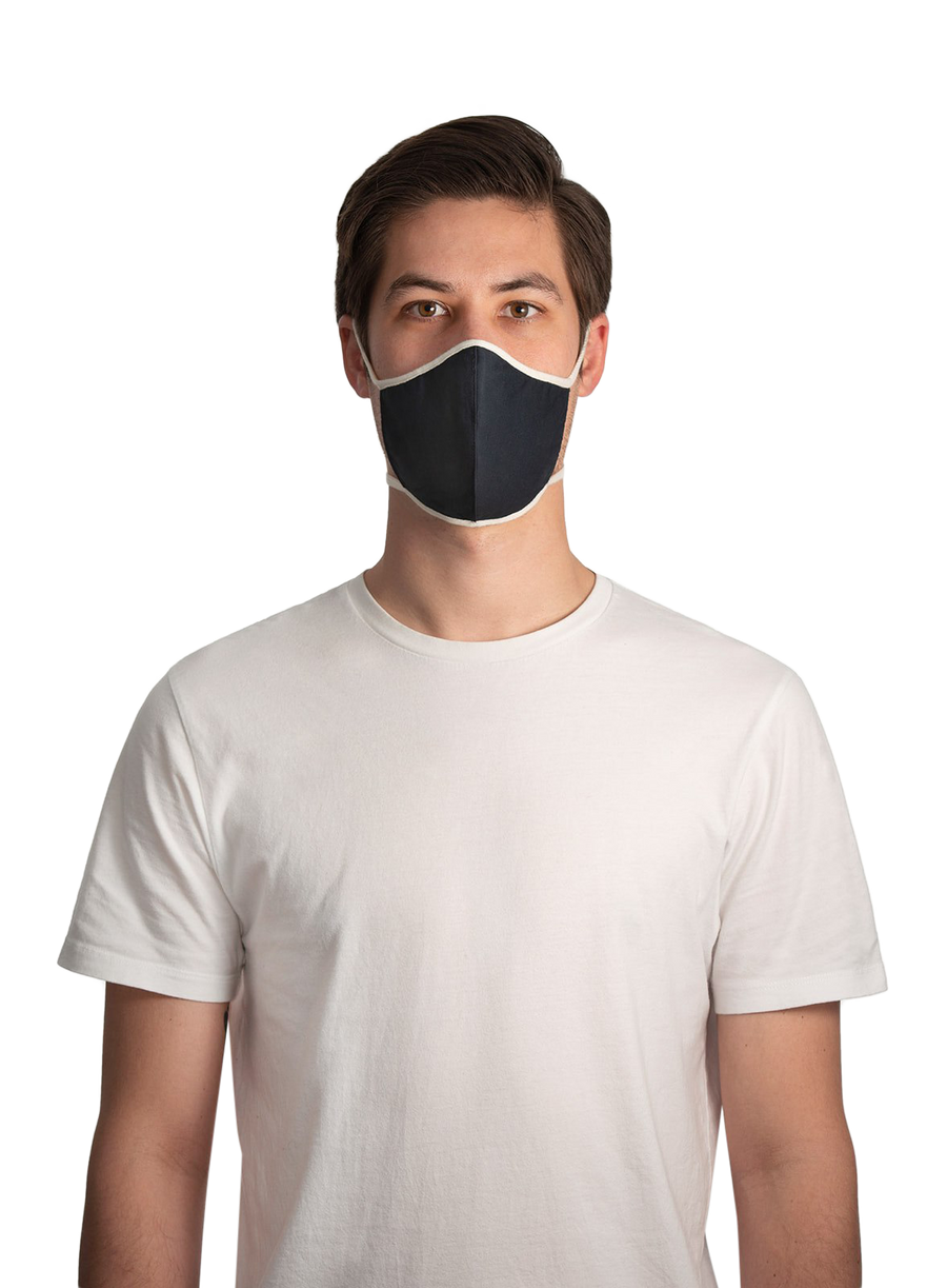 XWASTED male wearing pure navy (white string) facemask