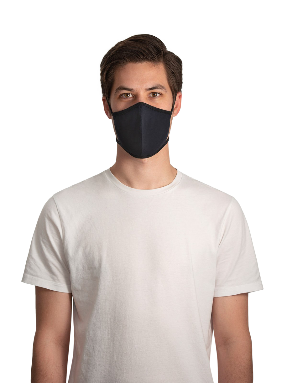 XWASTED male wearing navy (black string) recycled facemask