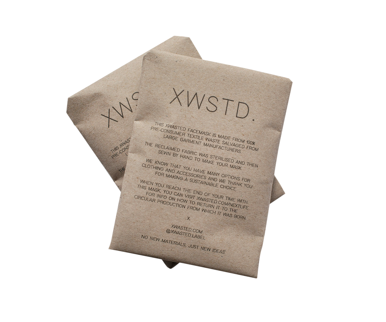 XWASTED facemask recycled packaging