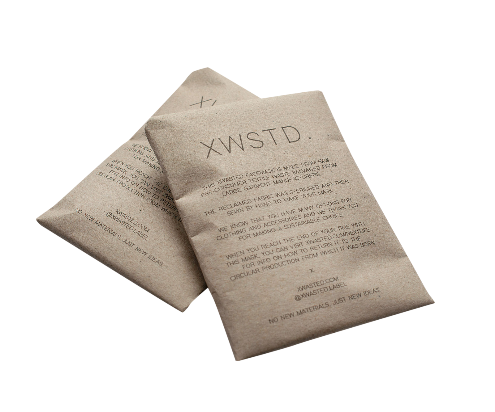 XWASTED facemask recycled packaging