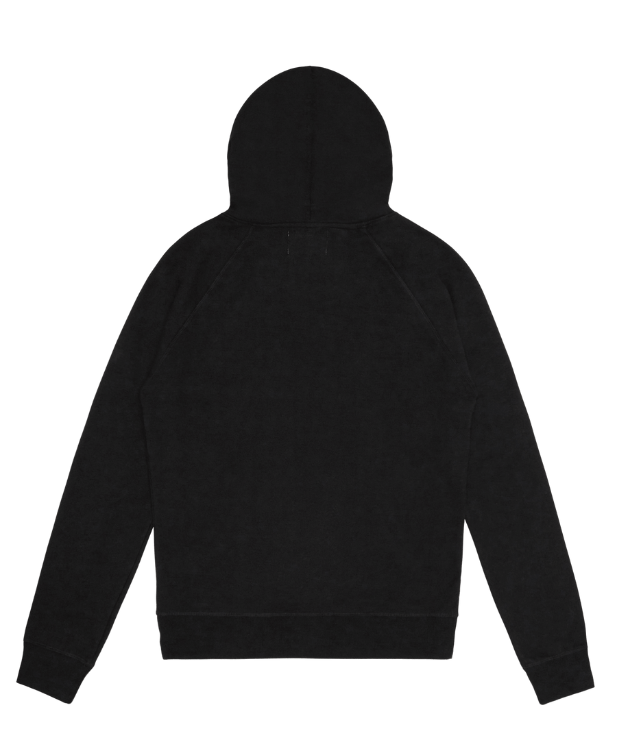 XWASTED back image of black 100% organic recycled hoodie